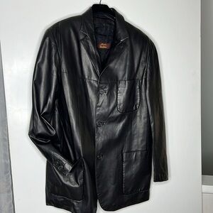 Brioni for Neiman Marcus Sz 44L Men’s Leather Front Button Patch Pocket Blazer